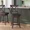 Flash Furniture Felicity Wood Crossback Swivel Counter Hght Barstool w/Padded Blk LeatherSoft Seat, Gry Wsh Walnut ES-UN1-24-GY-GG - alternate 1